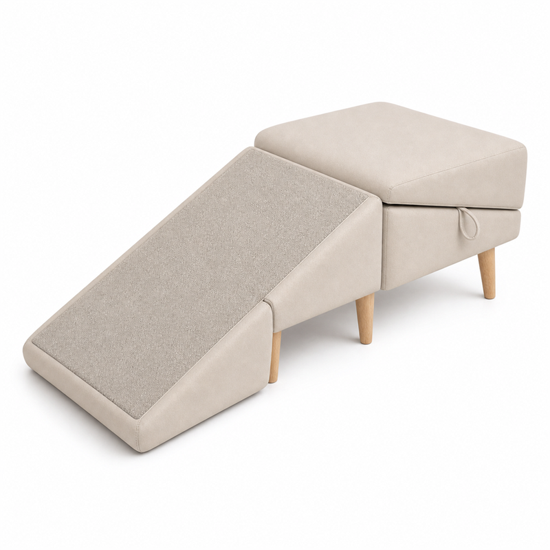 Pet Ramp Ottoman Stool – 2-in-1 Foldable Pet Step