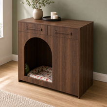 Pet House Storage Cabinet – Walnut with Arched Entrance