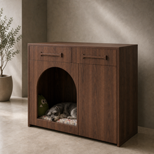 Pet House Storage Cabinet – Walnut with Arched Entrance