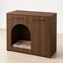 Pet House Storage Cabinet – Walnut with Arched Entrance