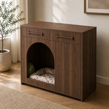 Pet House Storage Cabinet – Walnut with Arched Entrance