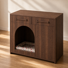 Pet House Storage Cabinet – Walnut with Arched Entrance