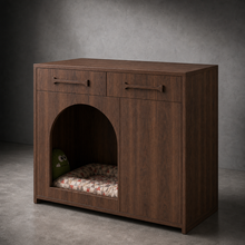 Pet House Storage Cabinet – Walnut with Arched Entrance