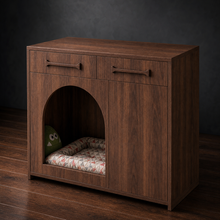 Pet House Storage Cabinet – Walnut with Arched Entrance