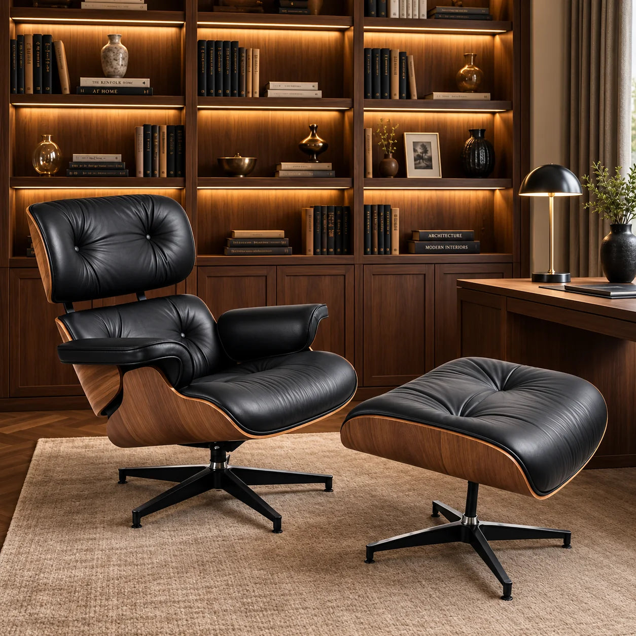 Lounge chair and ottoman for premium interiors